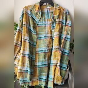 Colorful Plaid Button-Up Shirt